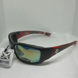 Choppers Padded Flame Mirrored Lens Sunglasses